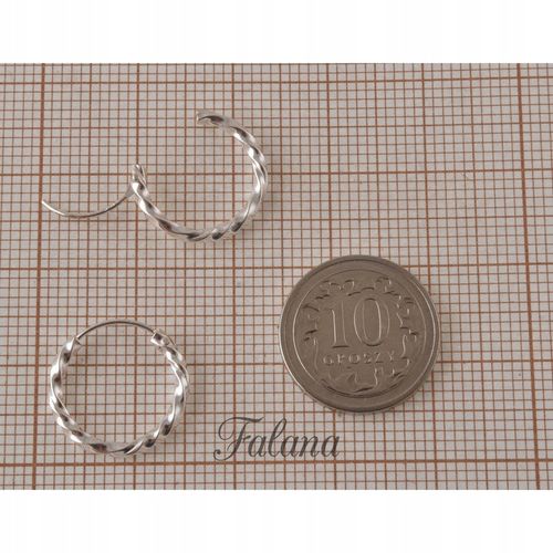 Małe modne kolczyki srebrne skręcane koła kręcone twisted 1,5 cm na Arena.pl