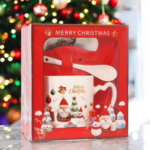 kubek świąteczny - zestaw w pudełku ze spodkiem i łyżeczką 400 ml kb20wz3 na Arena.pl