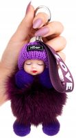Brelok do torebki kluczy lalka pompon laleczka  N30_Fiolet