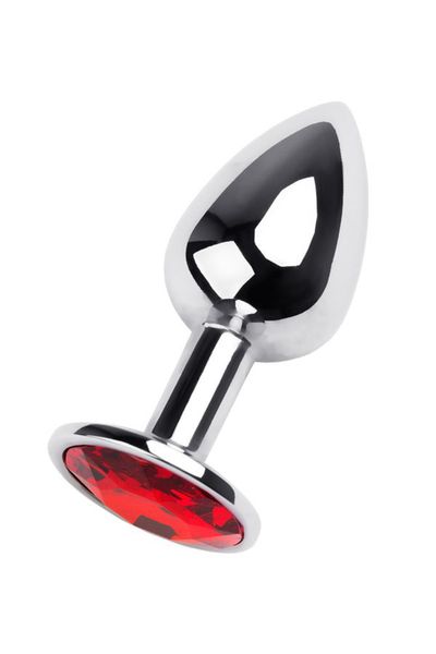 Silver Anal Plug Toyfa Metal,With A Red Gem zdjęcie 2