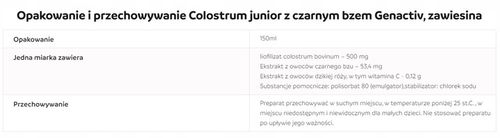 Colostrum Junior Czarny Bez 150ml Genactiv na Arena.pl