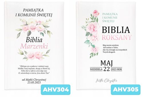 BIBLIA OBRAZKOWA Pamiątka KOMUNII ŚWIĘTEJ TWOJE IMIĘ PREZENT OD CHRZESTNEGO na Arena.pl