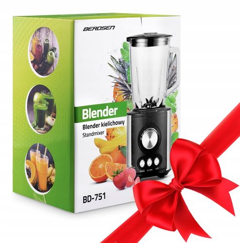 Blender kielichowy duży szklany czarny 800W Berdsen 1,5L na Arena.pl