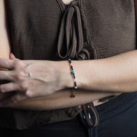 Bransoletka mix - Apatyt, Turmalin, cytryn, kwarc różowy i srebro złocone