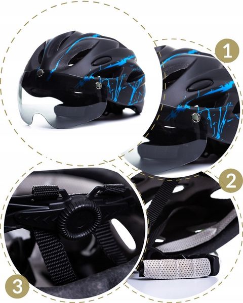 KASK ROWEROWY męski damski LEKKI REGULOWANY 54-62 cm z okularami 2 RODZAJE zdjęcie 8