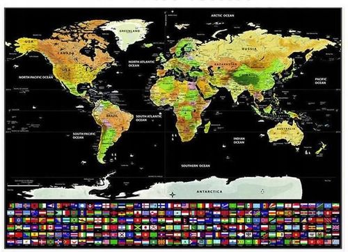 MAPA ŚWIATA ZDRAPKA XXL - OGROMNY PLAKAT W TUBIE + AKCESORIA + PINEZKI na Arena.pl
