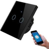 WŁĄCZNIK DOTYKOWY SZKLANY ŚWIATŁA 2 CH WIFI BEZ N LUB Z N TUYA SMART CZARNY