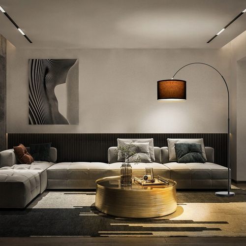 Lampa Podłogowa Łukowa 3000K Regulowana wysokość Czarny klosz E27 9W na Arena.pl