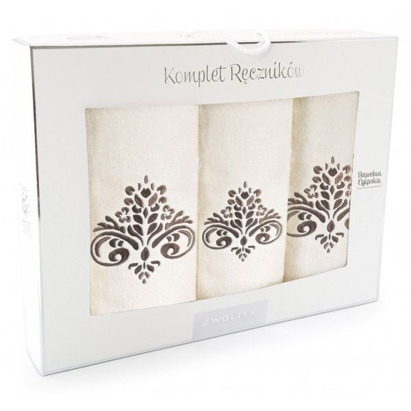 Komplet ręczników 3 szt. ZWOLTEX wzór SULTAN ecru zdjęcie 1