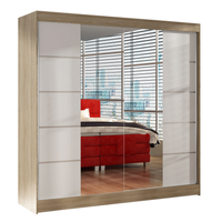 Szafa przesuwna Basti V z lustrem 200cm - garderoba - SONOMA/BIAŁY