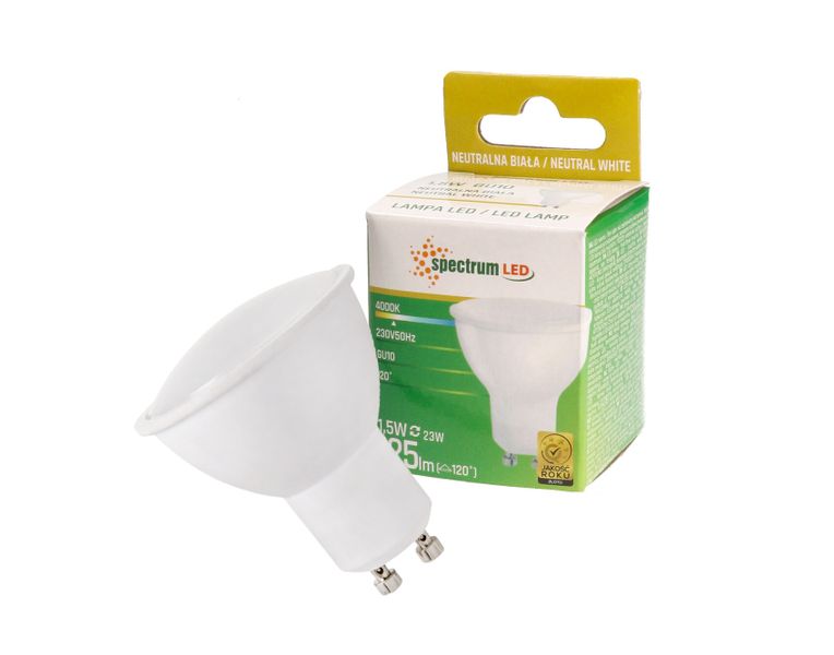 Żarówka LED GU10 1,5W barwa neutralna NW WOJ+14101 10 SZTUK SPECTRUM LED zdjęcie 2