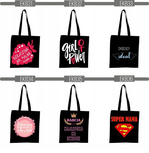 EKO TORBA czarna super nadruk Twój napis TANIO na Arena.pl