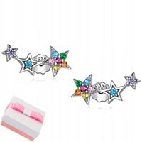 Srebrne kolczyki rodowane gwiazdki wkrętki sztyfty srebro próba 925