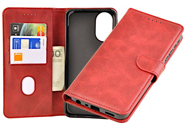 Etui portfel Wallet do Oppo A58 4G czerwony zdjęcie 1