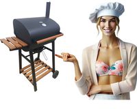 GRILL WĘGLOWY DEKRAFT BECZKA Z RUSZTEM ŻELIWNYM, DREWNO,KOMIN