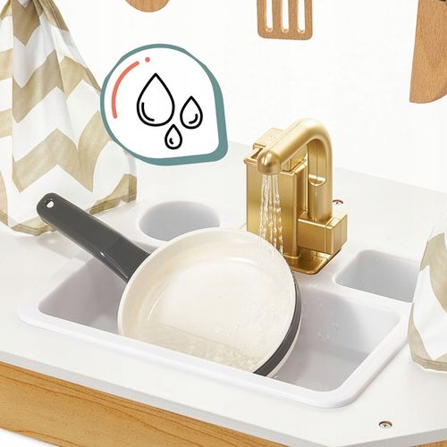 DUŻA DREWNIANA KUCHNIA INTERAKTYWNA XXXXL Z OŚWIETLENIEM LED - 50 ELEMENTÓW na Arena.pl