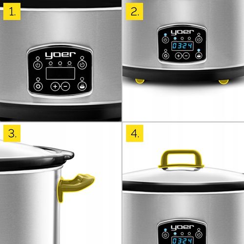 Wolnowar Garnek ceramiczny Slow Cooker Yoer INOX LCD 280W 4,5L na Arena.pl