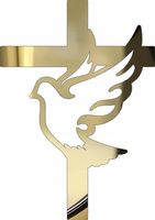 TOPPER Złote lustro KRZYŻYK + GOŁĄB na bok tortu KOMUNIA ŚWIĘTA Dekoracja