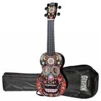 Ukulele Sopranowe Day of the Dead + Pokrowiec Sengon Czarny Mahalo Skull