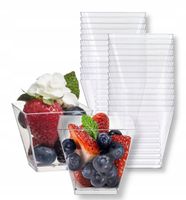 POJEMNIKI PUCHARKI KWADRATOWE DO DESERÓW PRZEKĄSEK SŁODKI STÓŁ 120ml 50szt