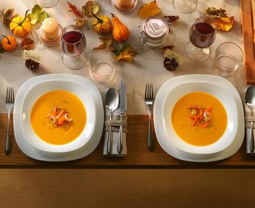 Serwis obiadowy na 12 osób kwadratowy do zmywarki biały 36e szkło hartowane na Arena.pl