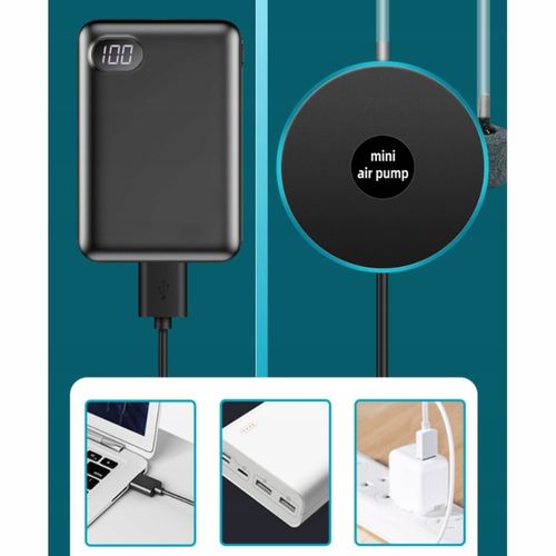 MINI NAPOWIETRZACZ DO AKWARIUM USB 1,5W 250ml/min POMPKA NA SZYBĘ WODA na Arena.pl