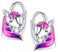 Srebrne kolczyki 925 jednorożce dla dziewczynki dzieci angielskie srebro