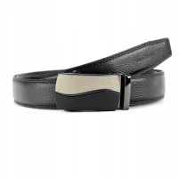 pasek skórzany męski pierre cardin z automatyczną klamrą - czarny/ciemny