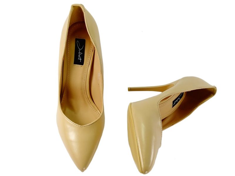 Beżowe matowe szpilki eko skóra 38 zdjęcie 4