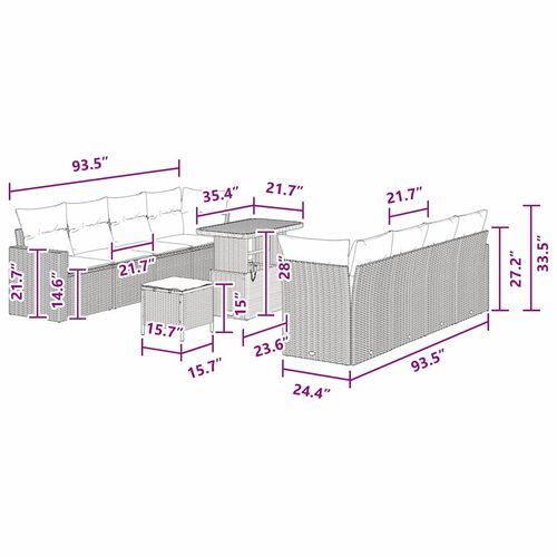 Zestaw Sof na Ogród 11 pcs Czarny polirattan na Arena.pl