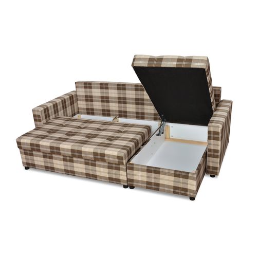 Narożnik rogówka Winston funkcja spania Family Meble krata brązowo - beżowa na Arena.pl