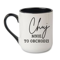 KUBEK „CHUJ MNIE TO OBCHODZI” Wzór - Elegant Coffee Czarny 330 ml