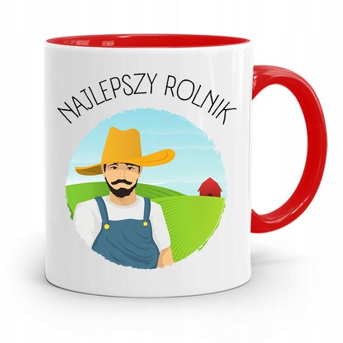 Dla Rolnika Kubek Czerwony Najlepszy Rolnik Z Nadrukiem Ze Zdjęciem na Arena.pl