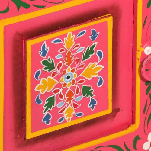 Szafka boczna, lite drewno mango, różowa, ręcznie malowana na Arena.pl