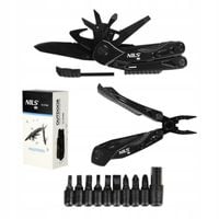 Multitool Narzędzie Wielofunkcyjne NILS 12w1 Nóż składany + krzesiwo + Bity