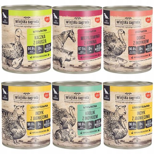 WIEJSKA ZAGRODA Mix Smaków karma dla psa mokra puszka 6 x 800g bezzbożowa na Arena.pl