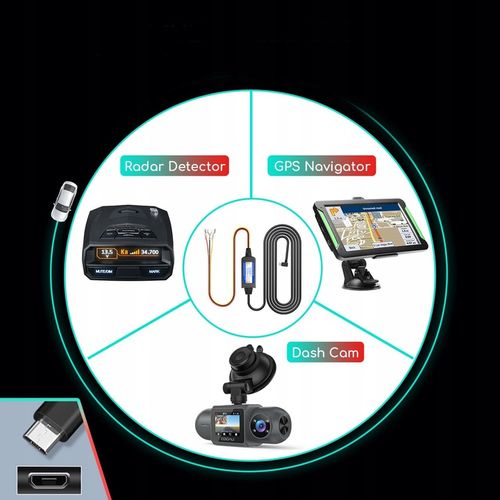 Zestaw Przewodów Do Kamery Samochodowej Micro USB TYP KABEL ACC, BATT ,GND na Arena.pl