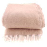 Koc wełniany jagnięcy z frędzlami 160x200 beżowy