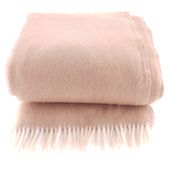 Koc wełniany jagnięcy z frędzlami 160x200 beżowy