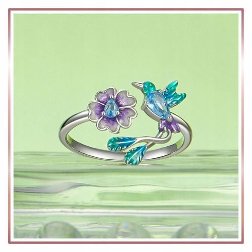 Srebrny Pierścionek Otwarty UROCZY RAJSKI PTAK S925 na Arena.pl