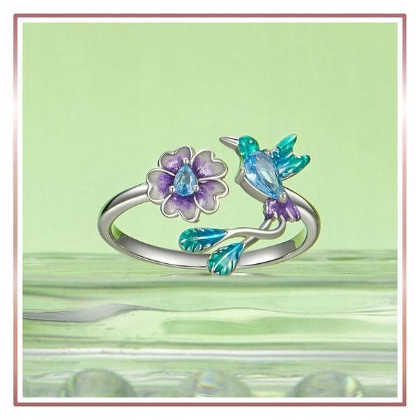 Srebrny Pierścionek Otwarty UROCZY RAJSKI PTAK S925 zdjęcie 6