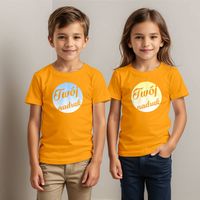 Dziecięca bawełniana koszulka z Twoim nadrukiem - brzoskwiniowa 3-4