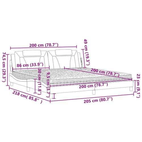 Łóżko z materacem, białe, 200x200 cm, sztuczna skóra na Arena.pl