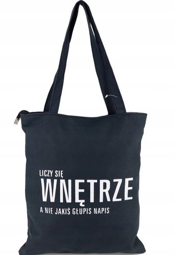 TORBA torebka z napisem ,,LICZY SIĘ WNĘTRZE A NIE JAKIŚ ... '' czarna na Arena.pl