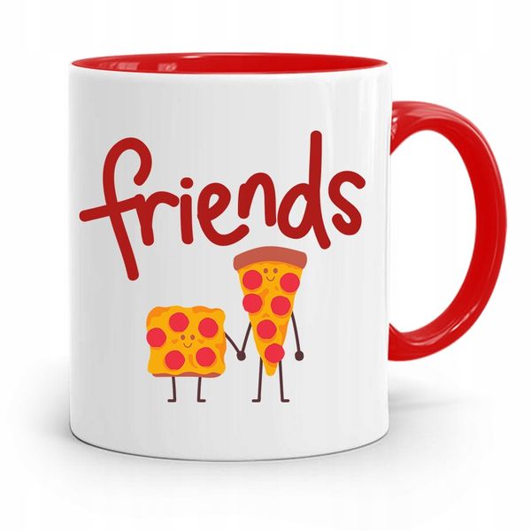 Kubek Czerwony Przyjaciela Friends Pizza Prezent Z Nadrukiem Ze Zdjęciem zdjęcie 1