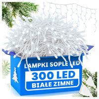 SOPLE 300 LED BIAŁE ZIMNE ZEWNĘTRZNE CHOINKOWE Świąteczne sople dekoracja
