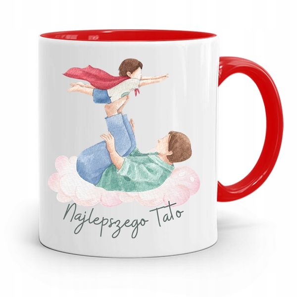 Kubek Czerwony Dla Taty Ojca Najlepszy Tata Z Nadrukiem Ze Zdjęciem zdjęcie 1