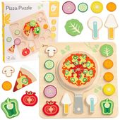PIZZA DO KROJENIA DREWNIANA KLOCKI PUZZLE EDUKACYJNE KUCHNIA CLASSIC WORLD