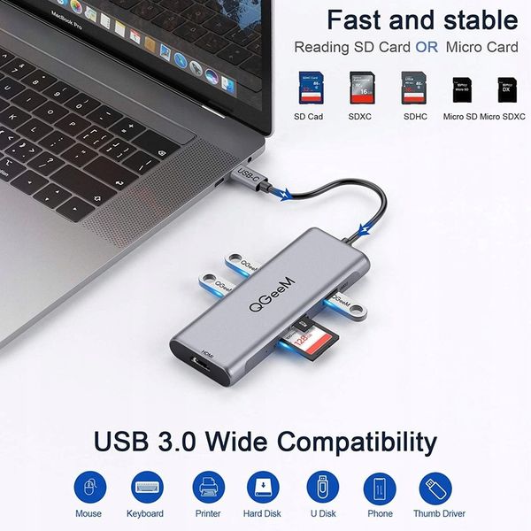 Adapter HUB USB C 8w1 DUAL Screen Stacja dokująca zdjęcie 3