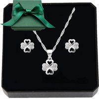 Komplet biżuterii srebro 925 koniczynka z cyrkoniami zestaw na prezent